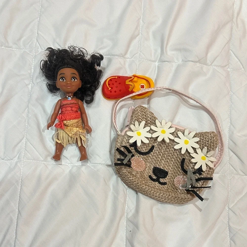 Kids Doll and Cat Purse Set - Brown and Pink